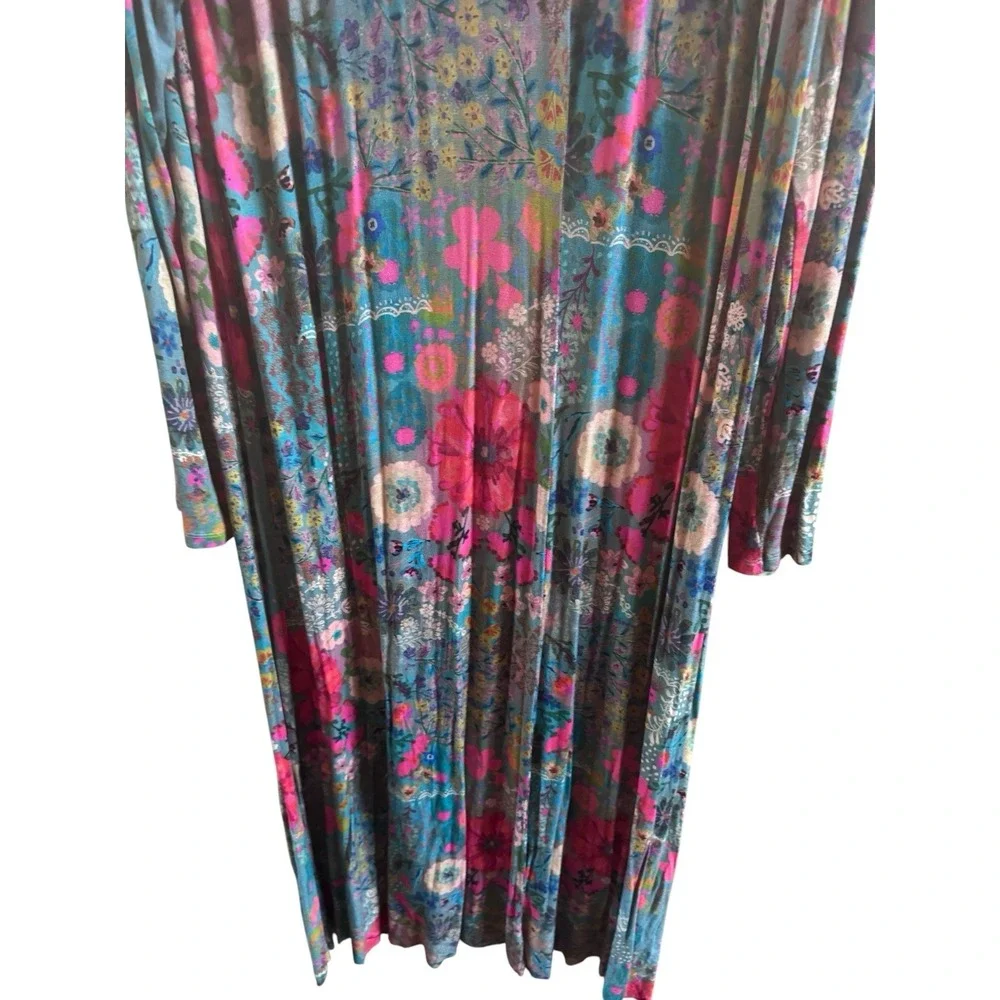 NWOT Natural Life Buttersoft Maxi Dress XXL Blue Garden Patchwork Adjustable Hem - Picture 7 of 10
